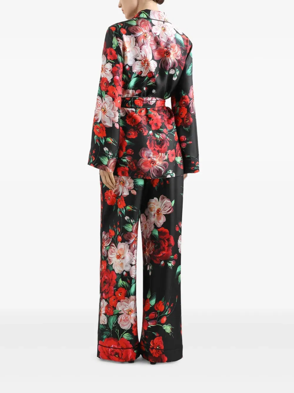 Rose-print twill shirt