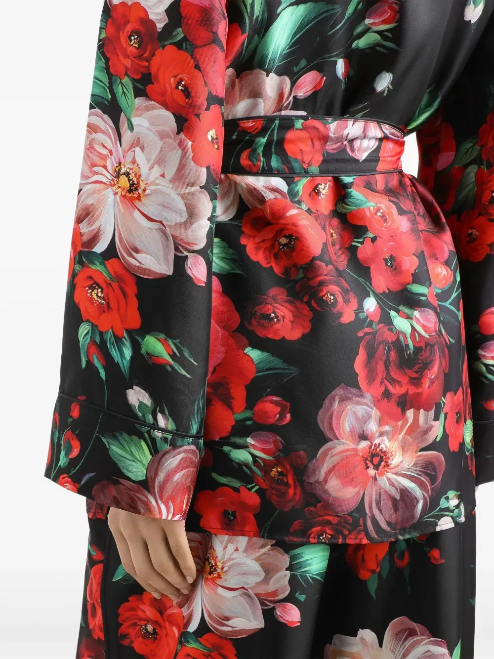 Rose-print twill shirt