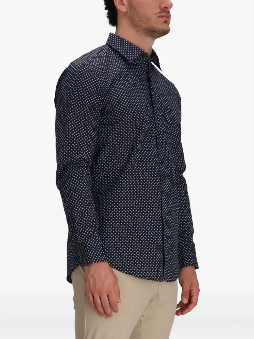 polka dot-patterned shirt