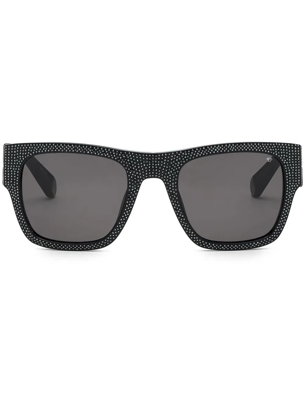 square-frame crystal-embellishment sunglasses