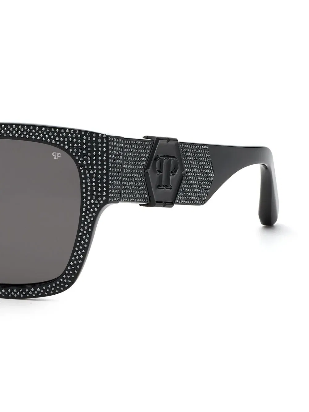 square-frame crystal-embellishment sunglasses