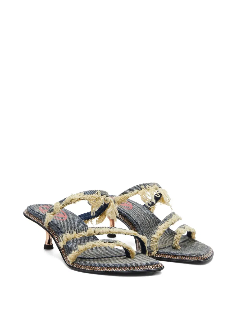 45mm D-Havanna frayed denim crystal-embellished sandals