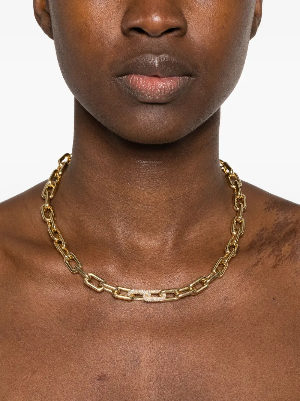 18K yellow gold chain diamond necklace