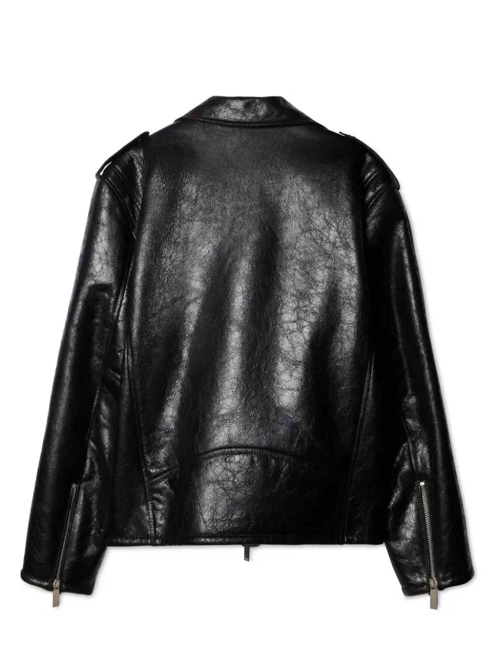 crinkled leather biker jacket
