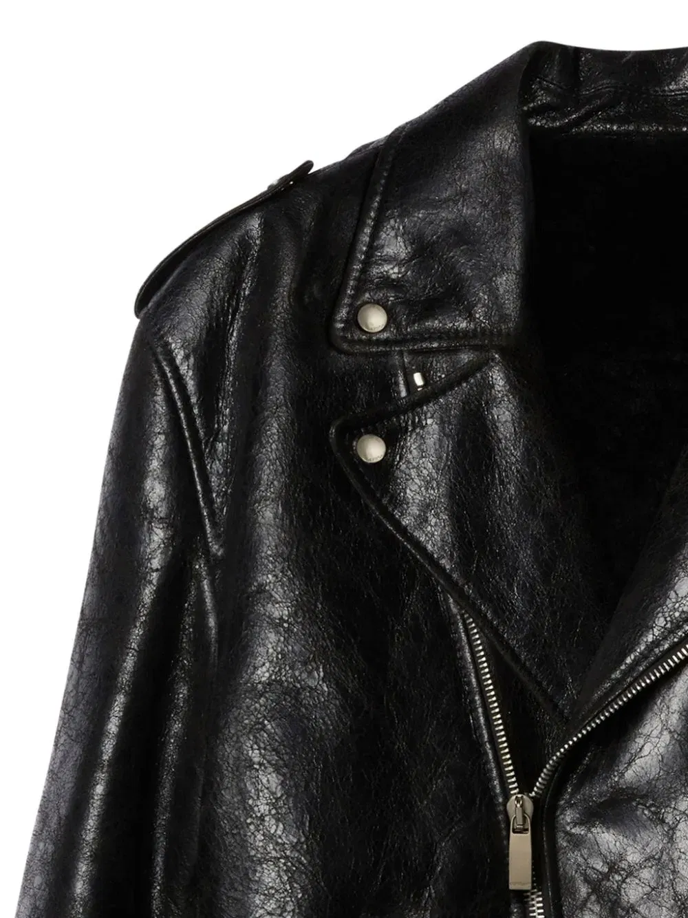 crinkled leather biker jacket