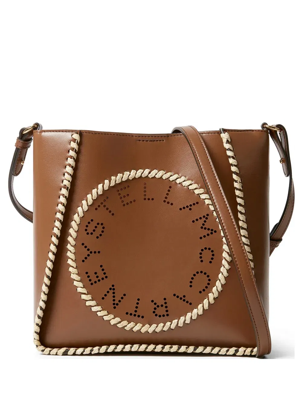 logo laser-cut shoulder bag
