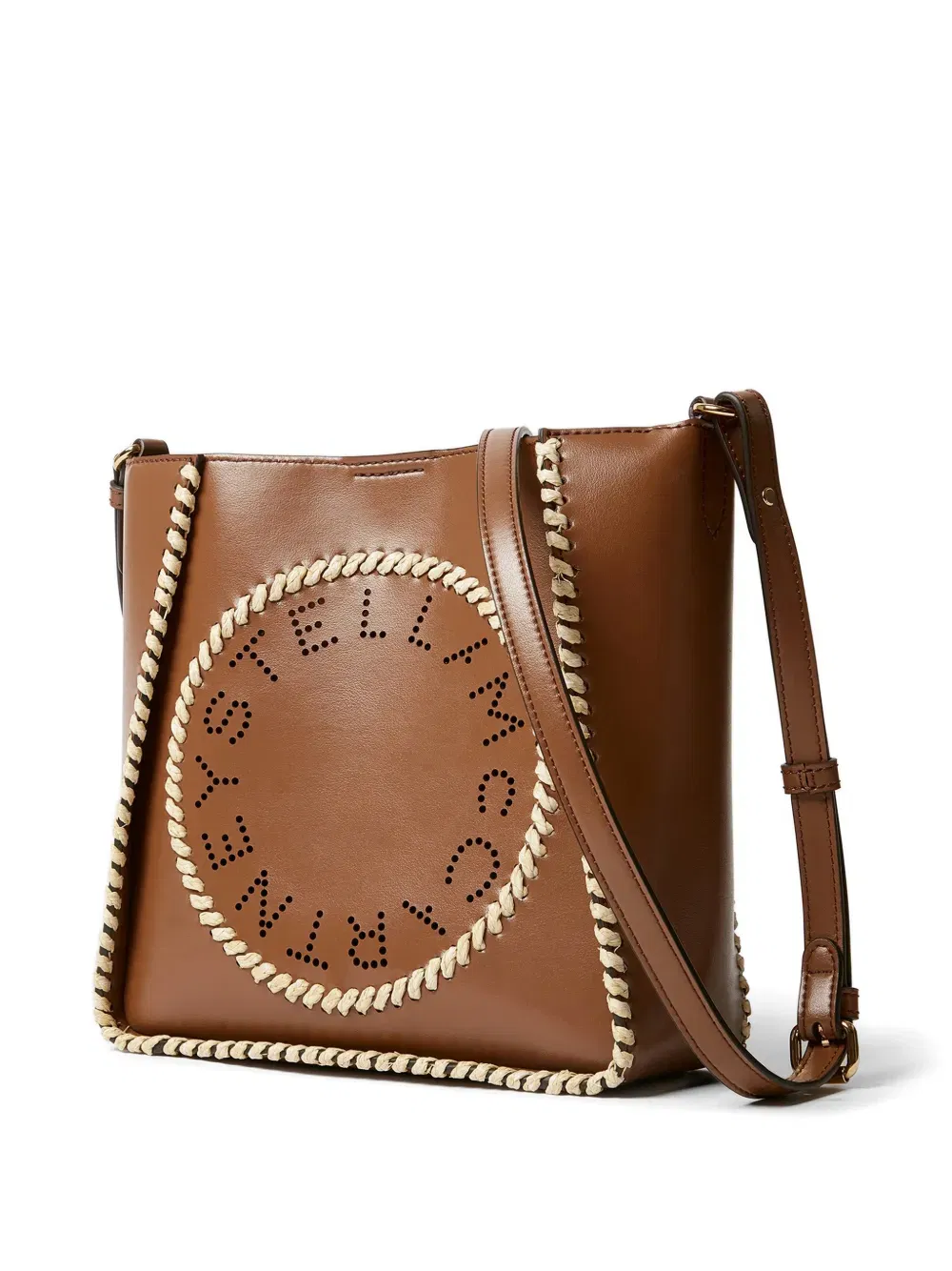 logo laser-cut shoulder bag