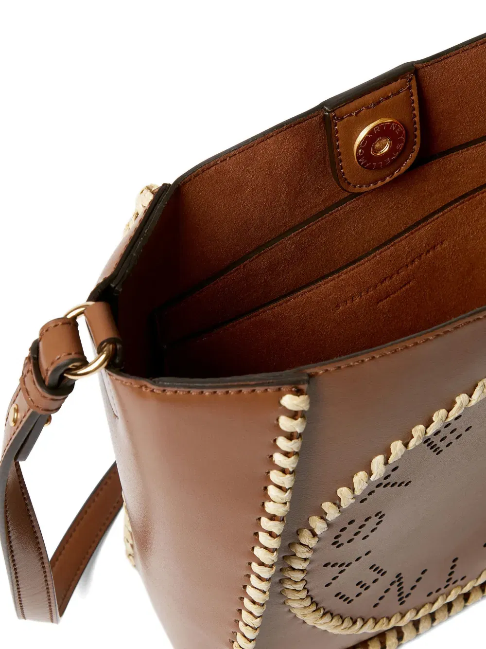 logo laser-cut shoulder bag