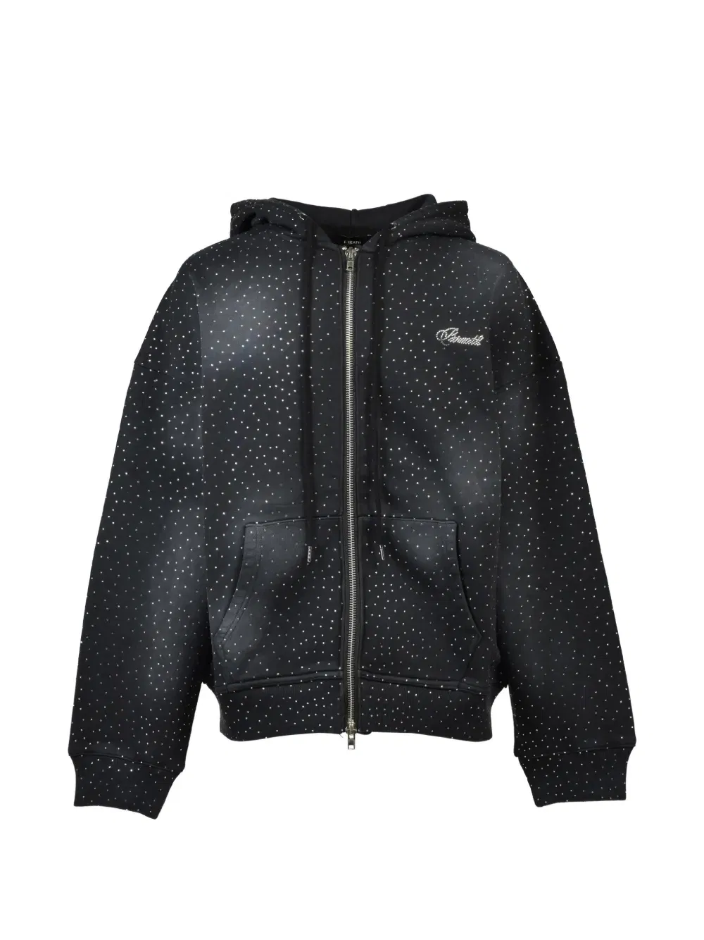 studded zip hooded sweater