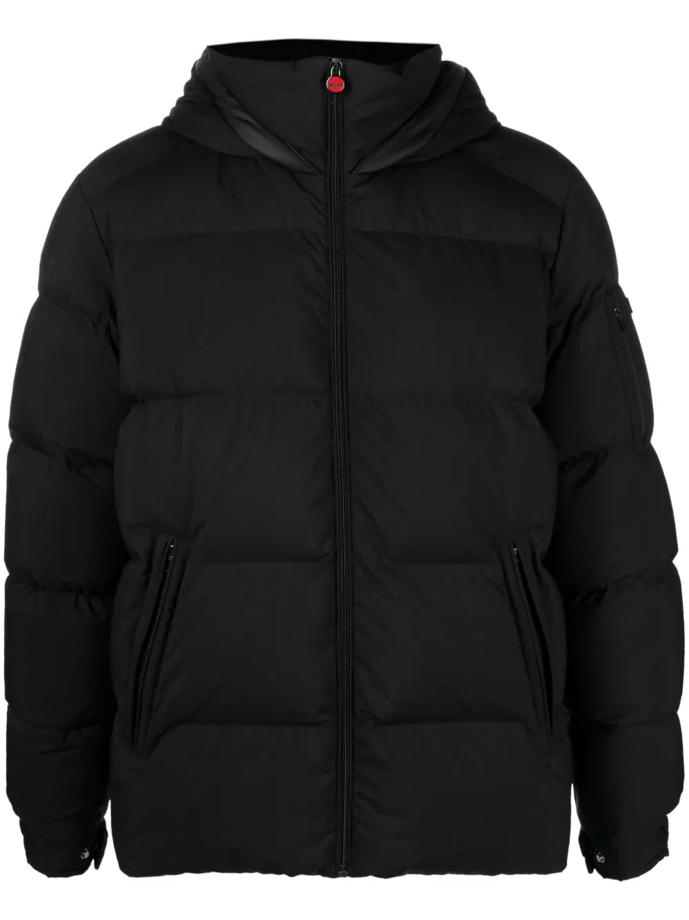 logo-patch quilted hooded jacket