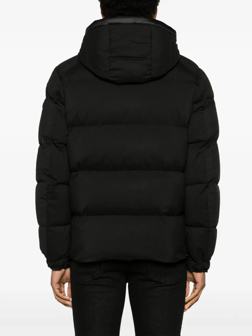 logo-patch quilted hooded jacket