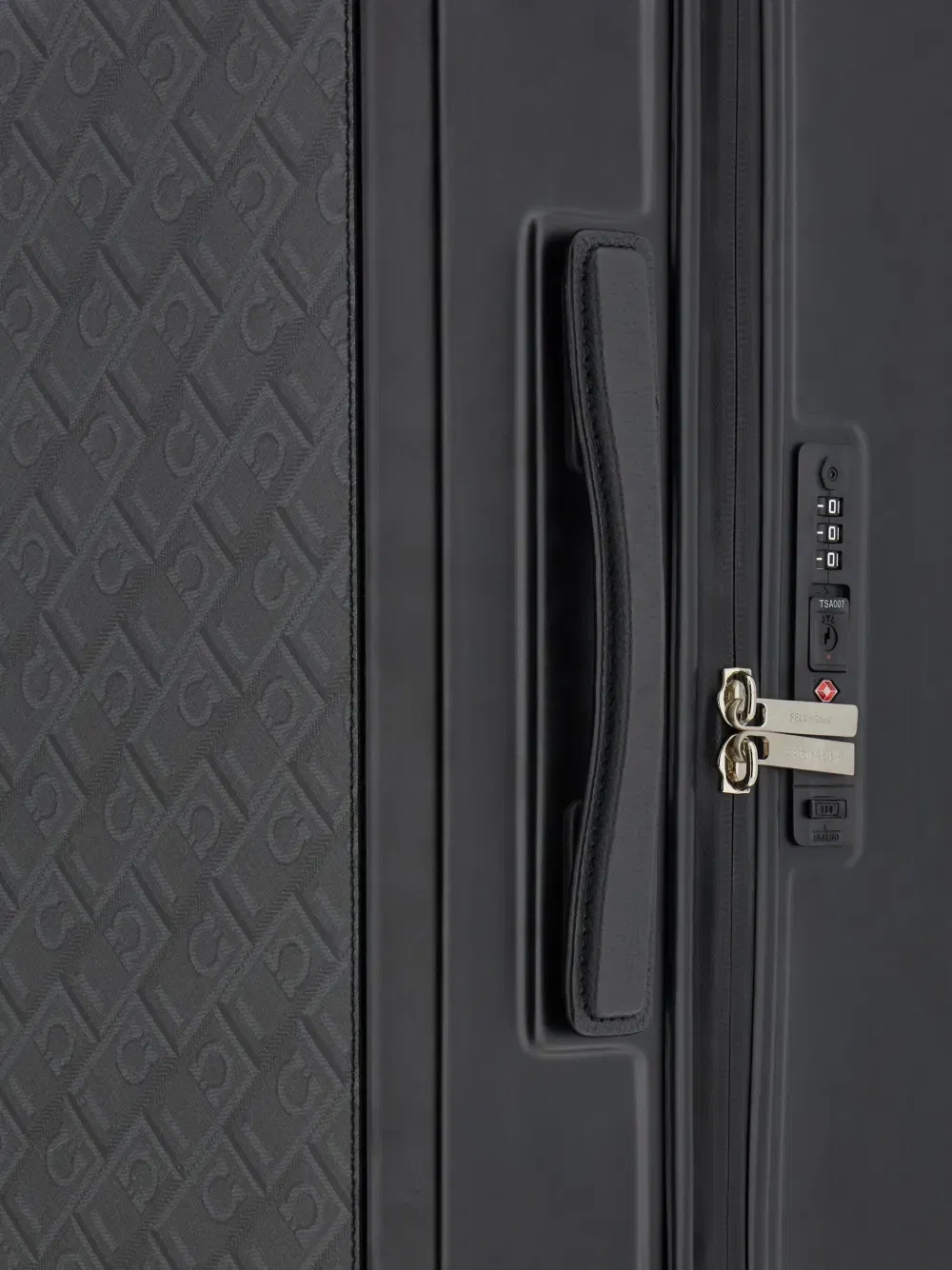 Gancini-print leather luggage