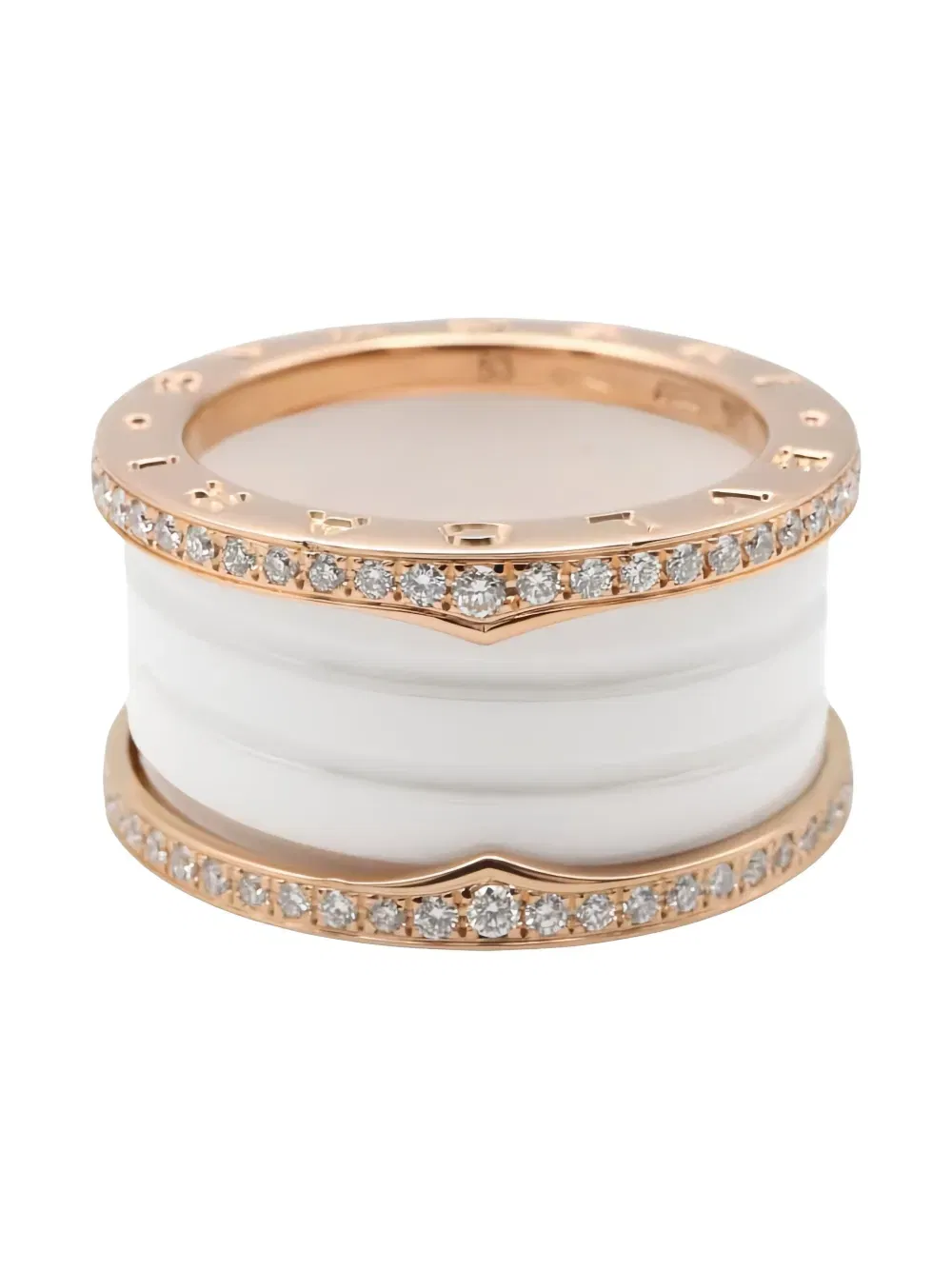 18K pink gold B-zero1 diamond ring