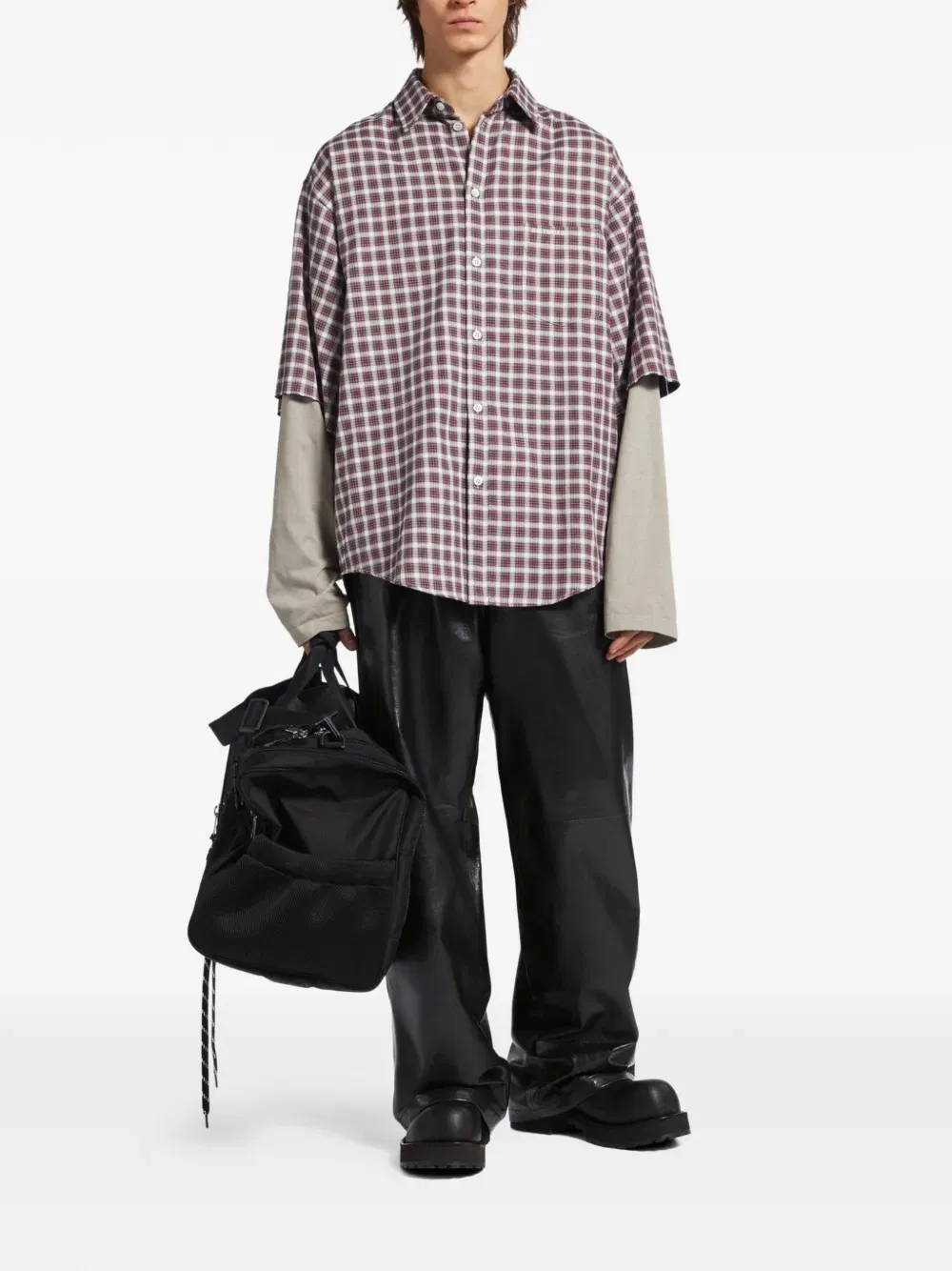 checked layered shirt
