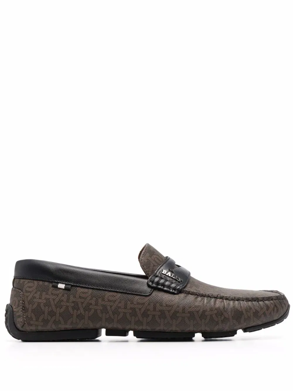 chain logo-print leather loafers
