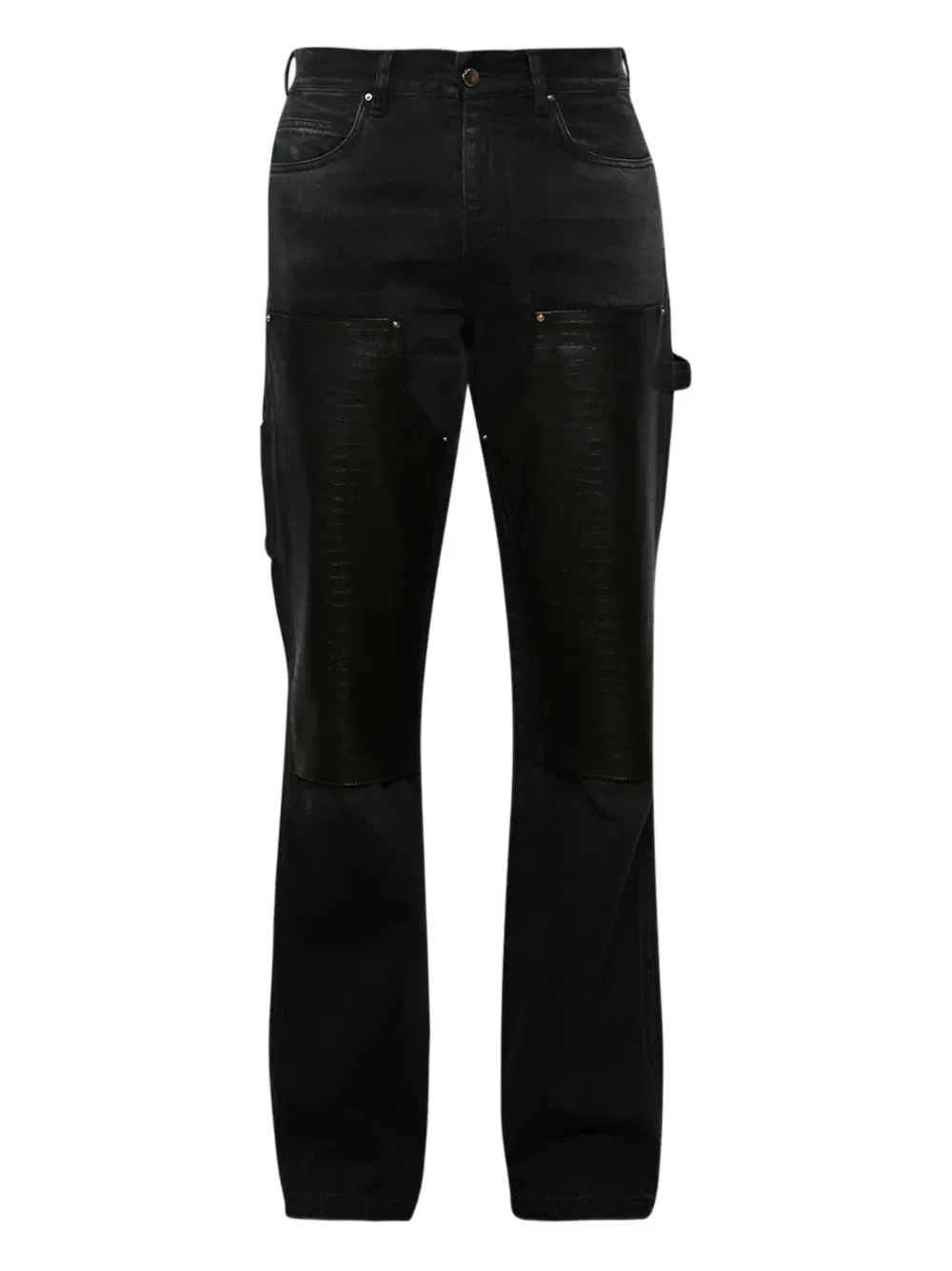 embossed-panel carpenter jeans