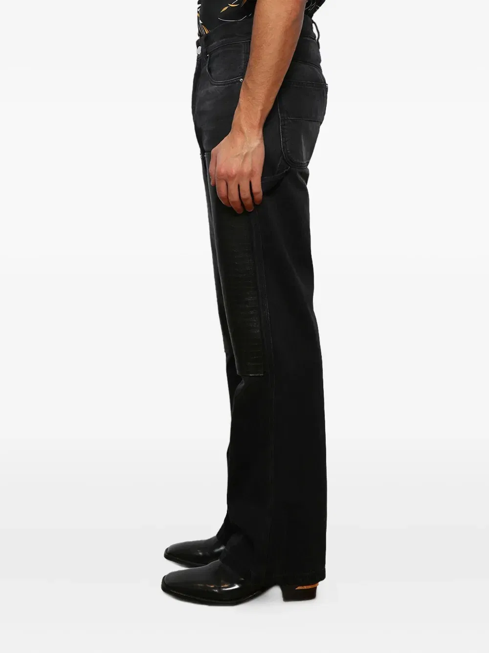 embossed-panel carpenter jeans