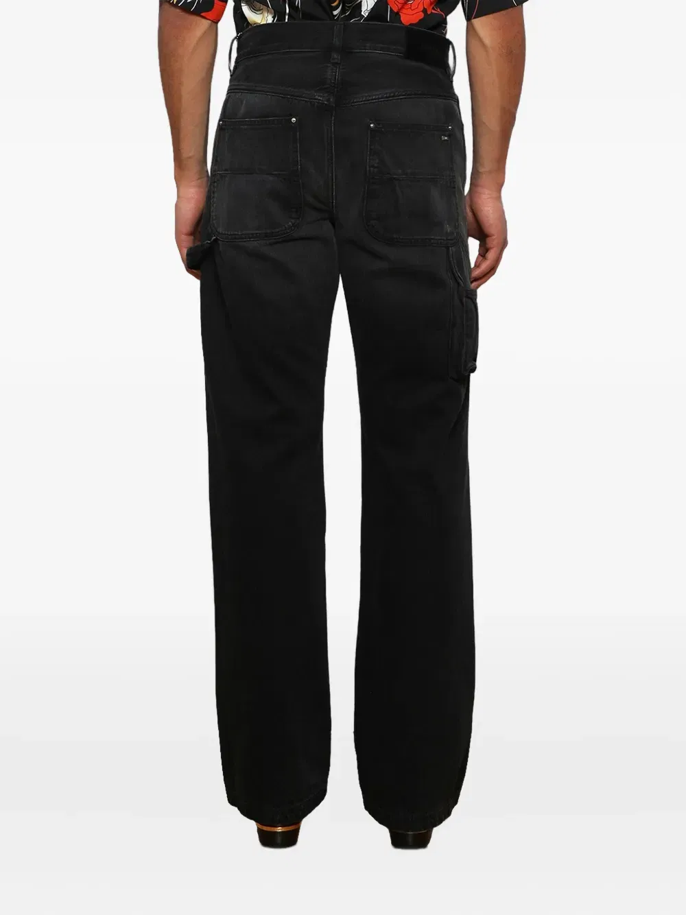 embossed-panel carpenter jeans