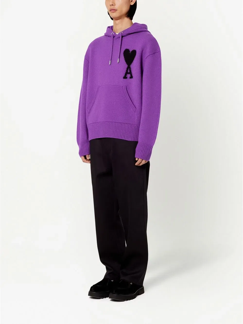 logo-intarsia knit Hoodie