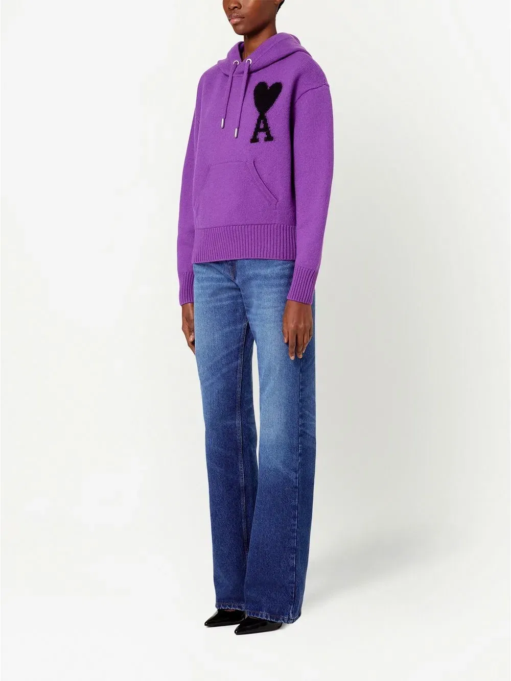 logo-intarsia knit Hoodie