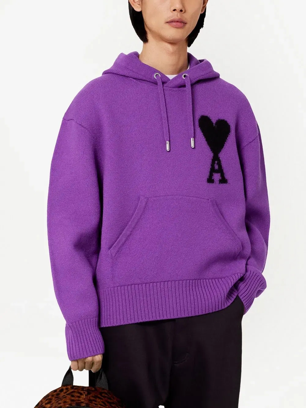 logo-intarsia knit Hoodie