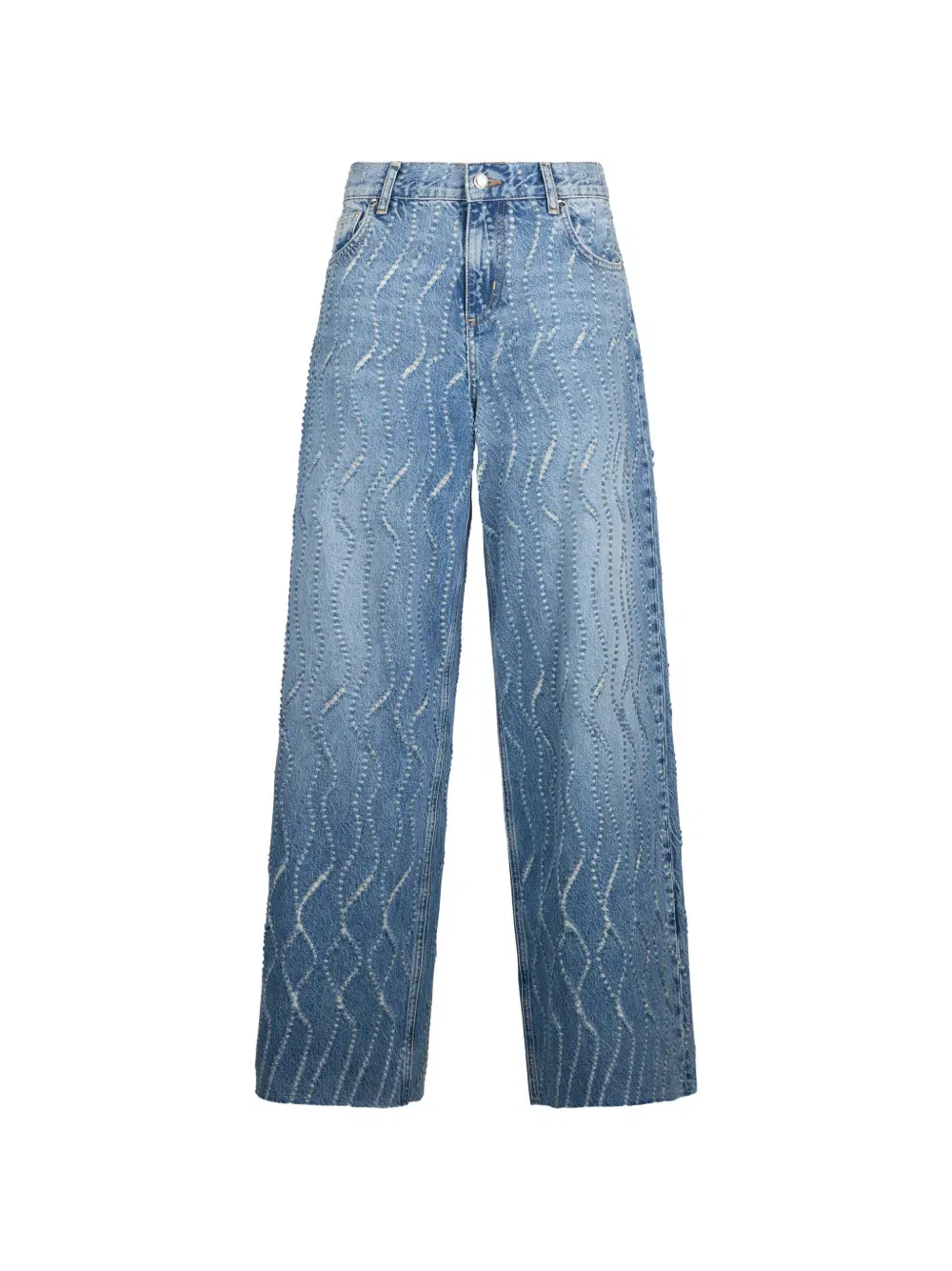 laser-etched flared jeans