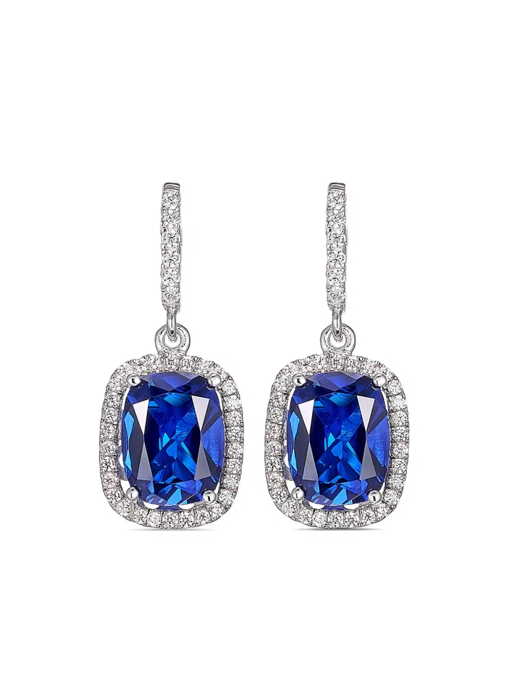 18kt white gold Comet sapphire and diamond earrings