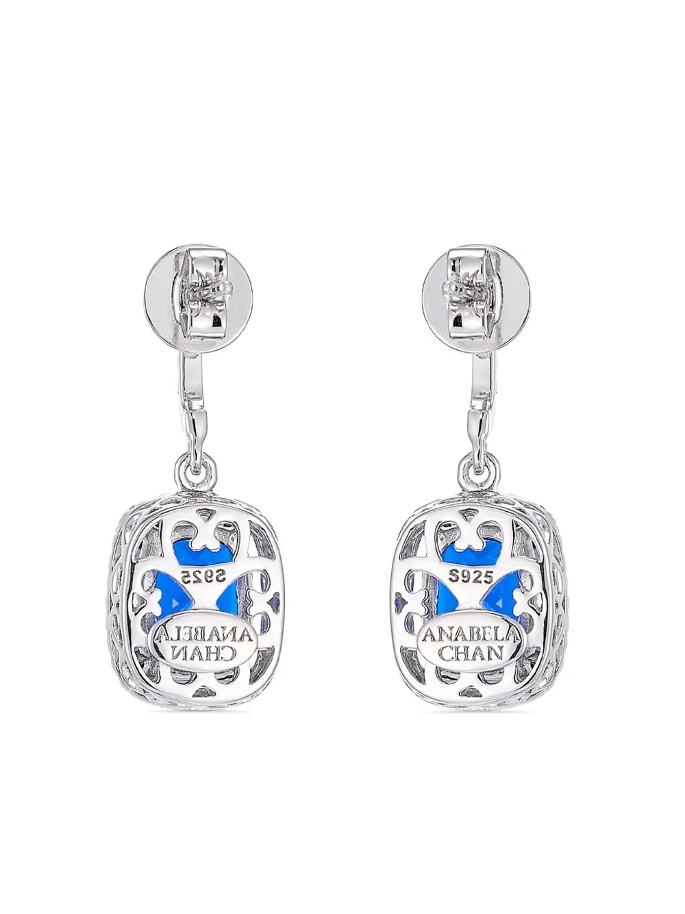 18kt white gold Comet sapphire and diamond earrings