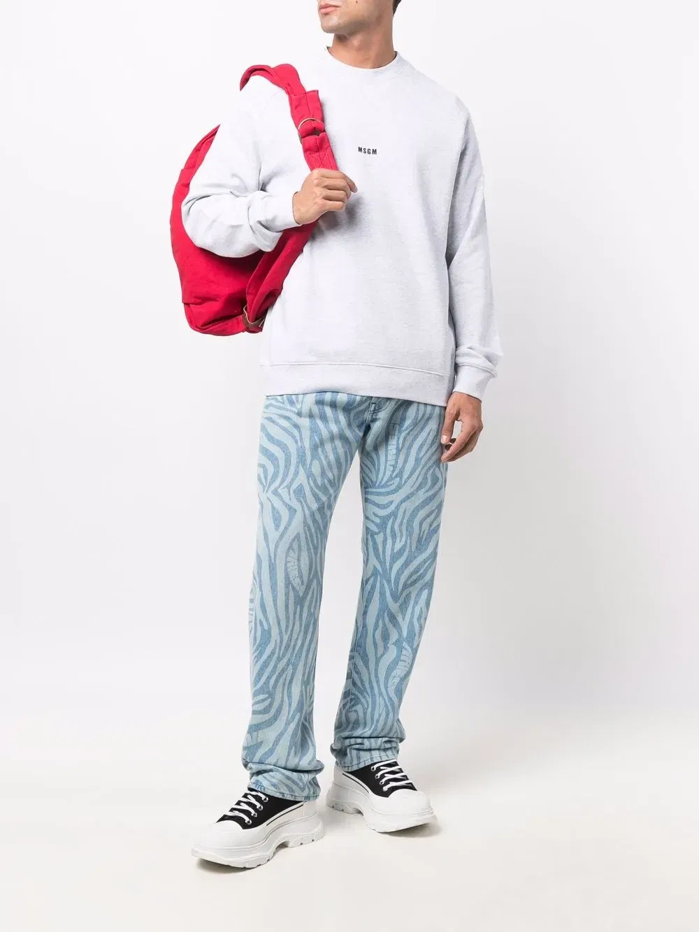 logo-print crew neck jumper