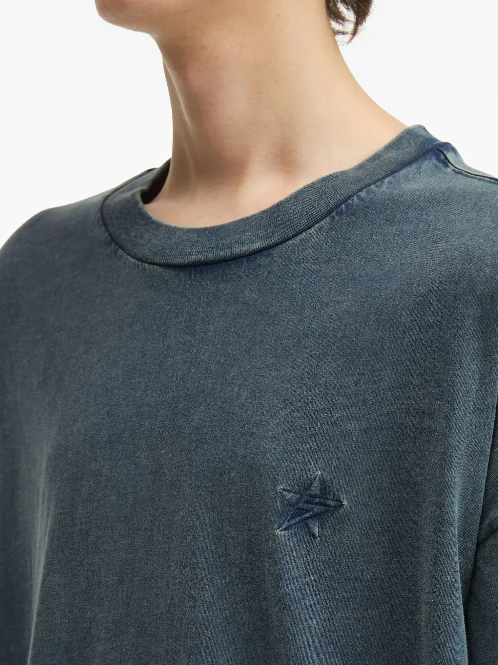 denim-sleeve cotton T-Shirt
