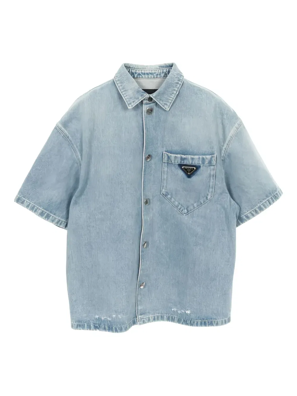 2010s logo-plaque denim shirt