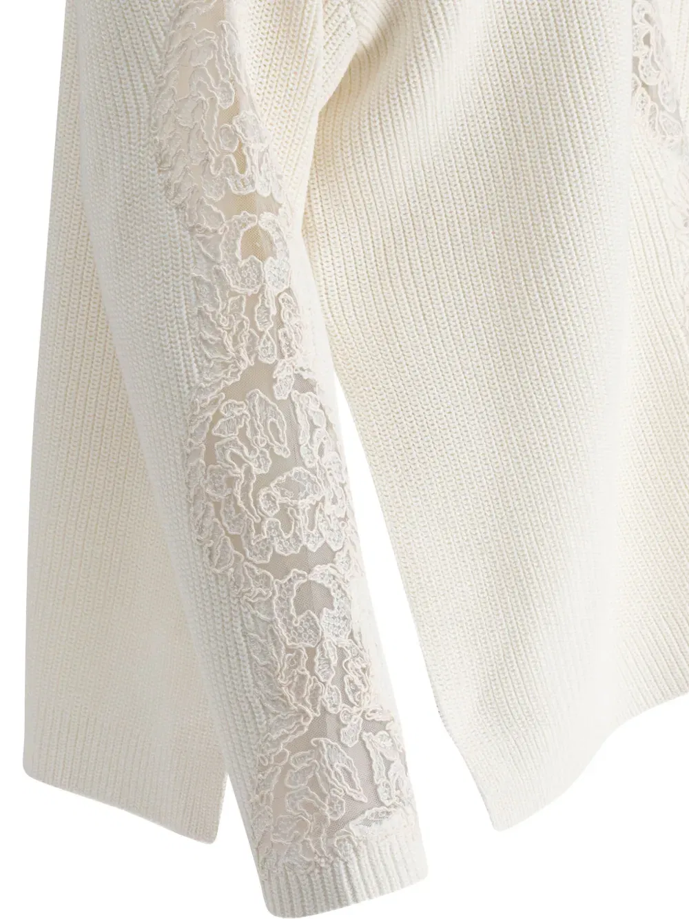 lace-insert cotton sweater