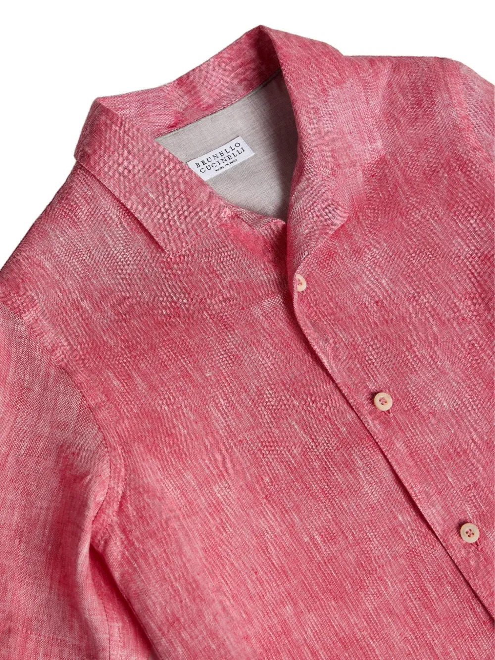 camp-collar linen short-sleeve shirt