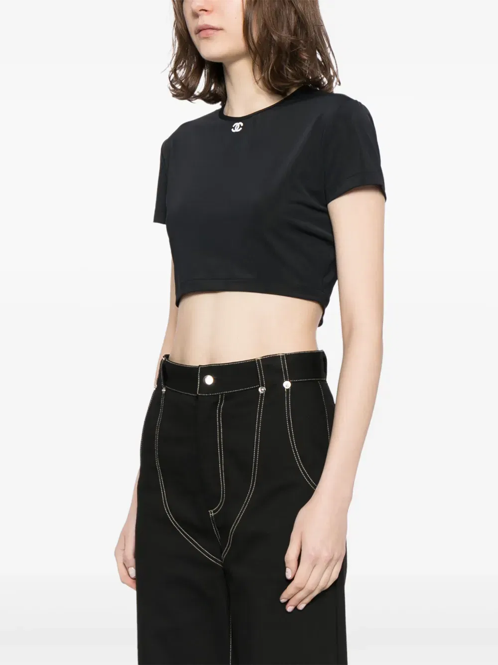 1990-2000s CC-embroidered cropped T-Shirt
