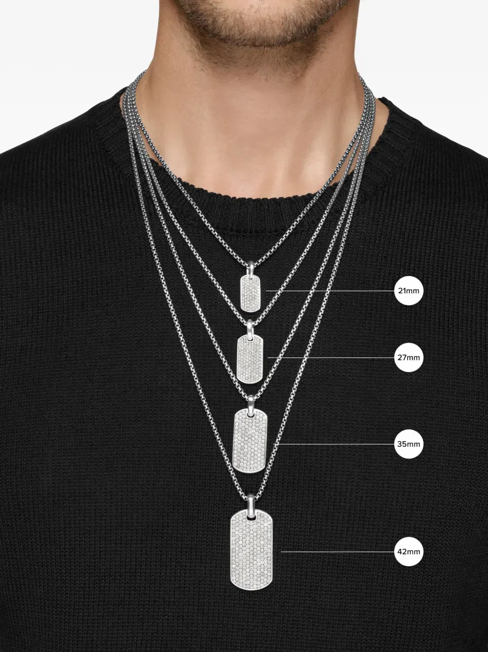 sterling silver Chevron diamond tag (27mm)