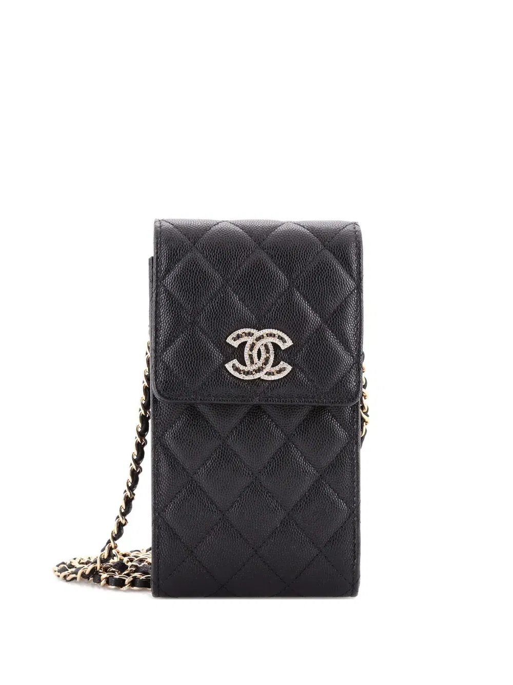 Embellished CC Flap Phone Holder Quilted Caviar Quilted Caviar crossbody bag