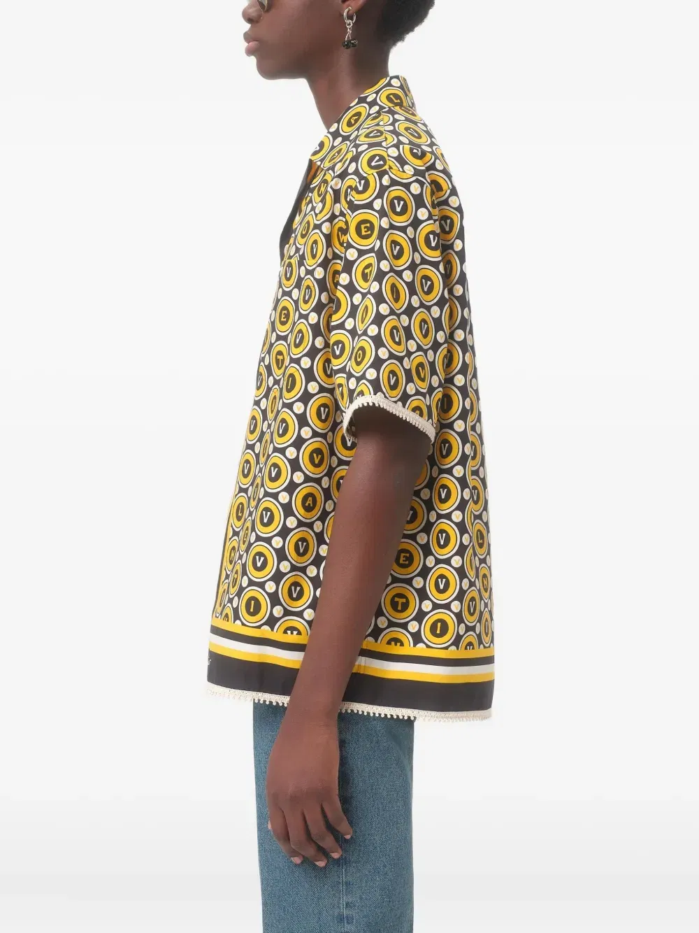 cotton poplin bowling shirt with Bulles Royales print