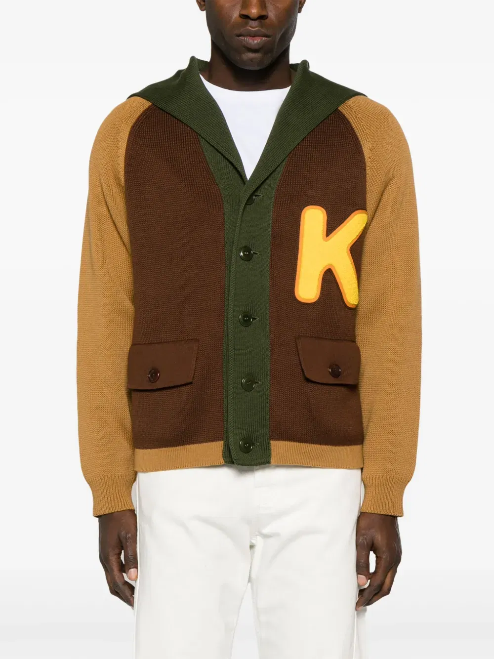 colour-block cotton cardigan