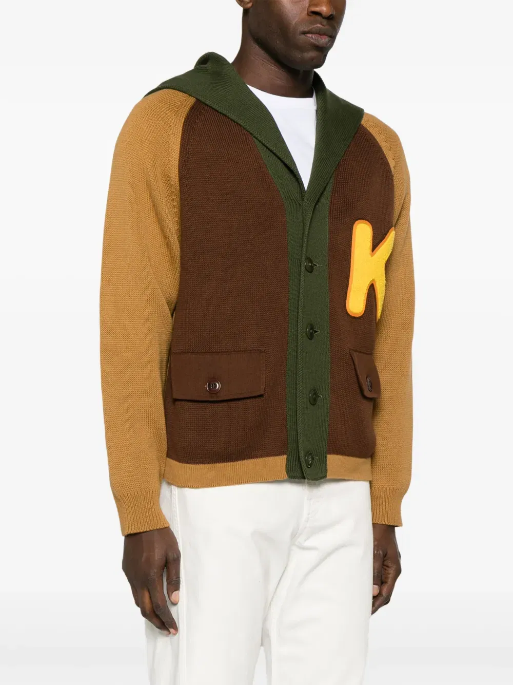 colour-block cotton cardigan