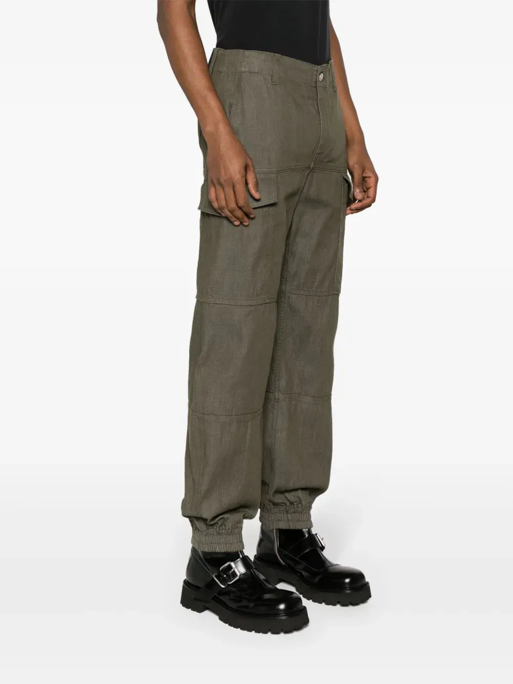 panelled-design cotton cargo trousers