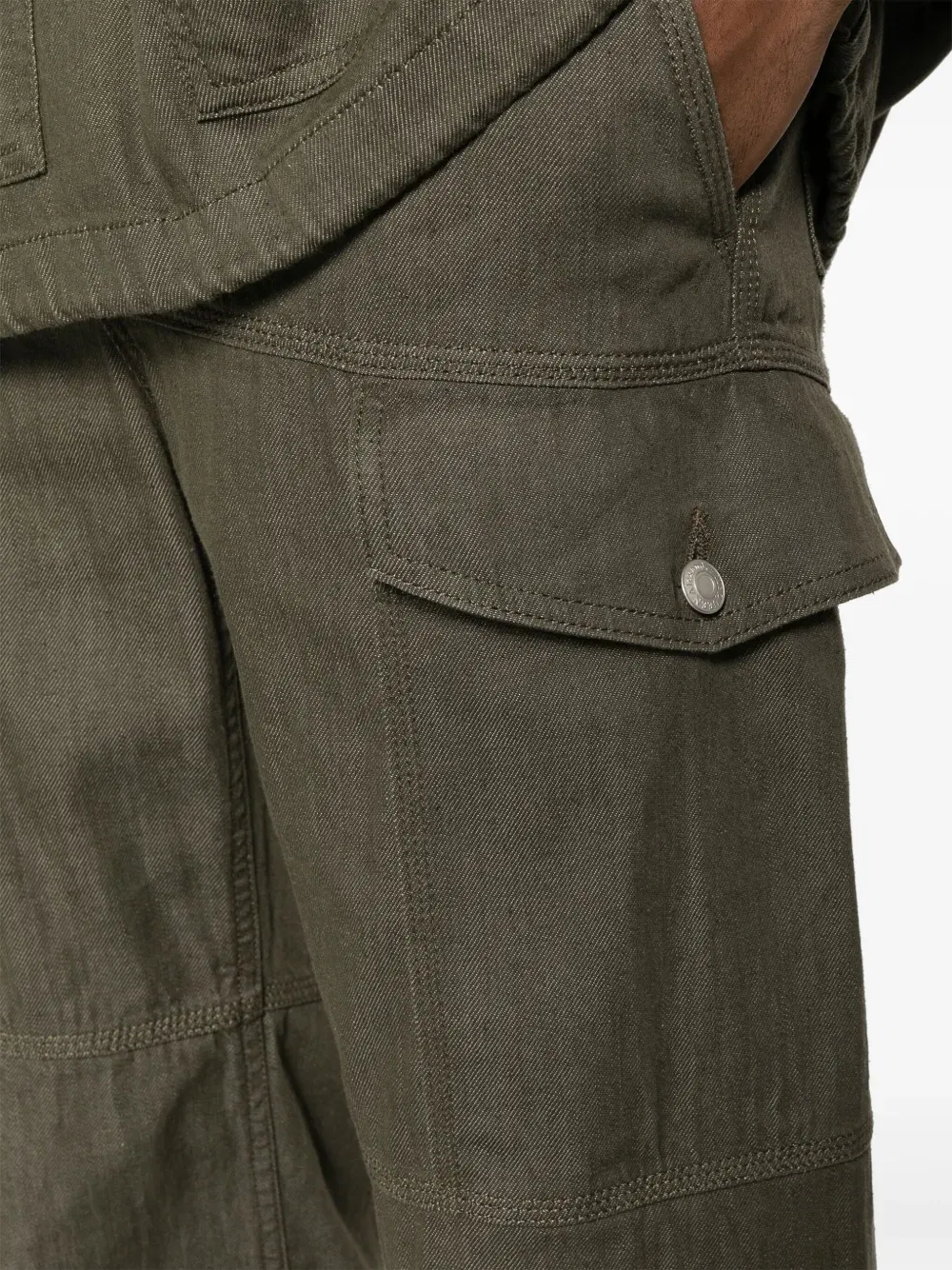 panelled-design cotton cargo trousers