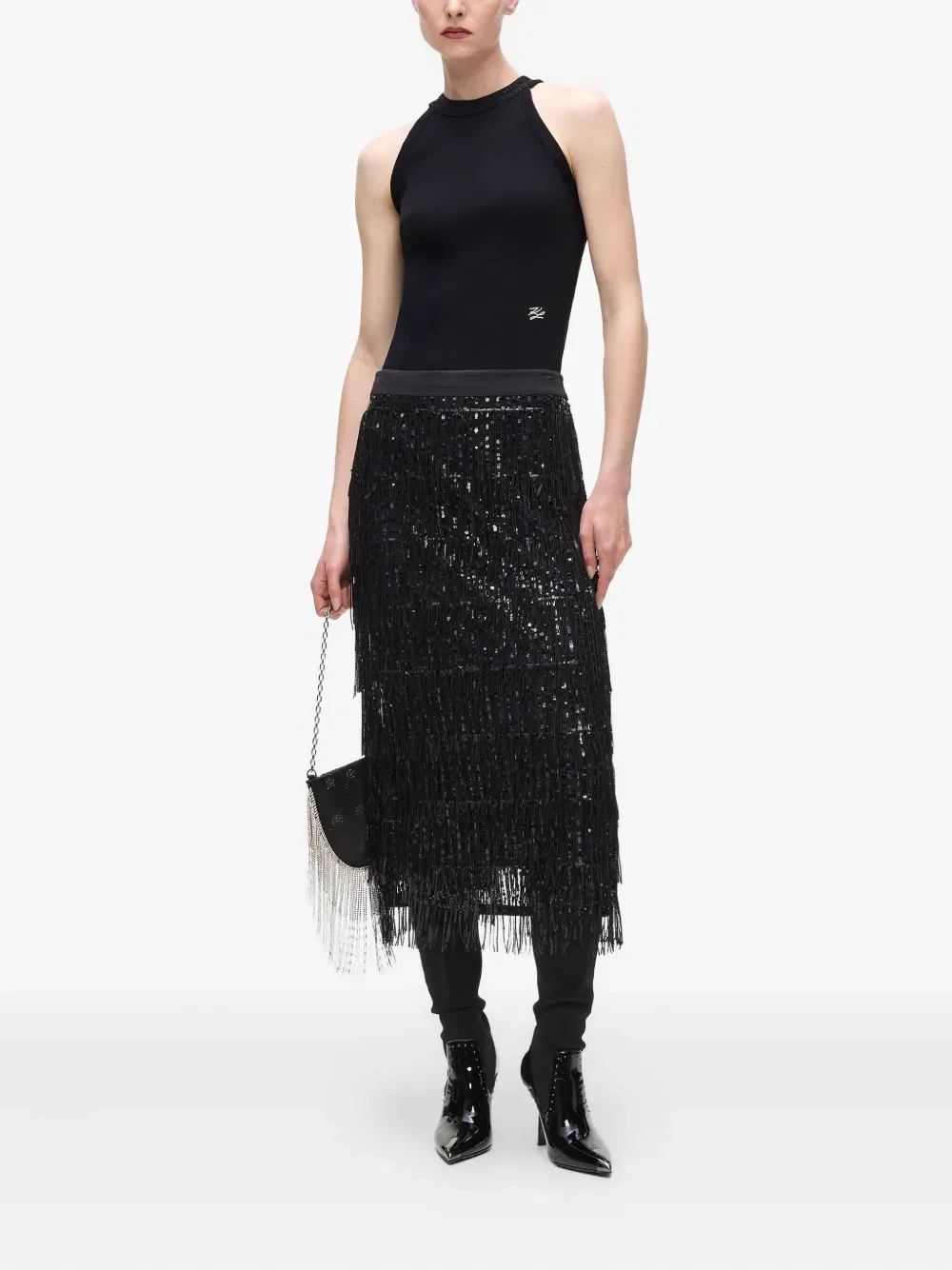 rhinestone halter-neck top