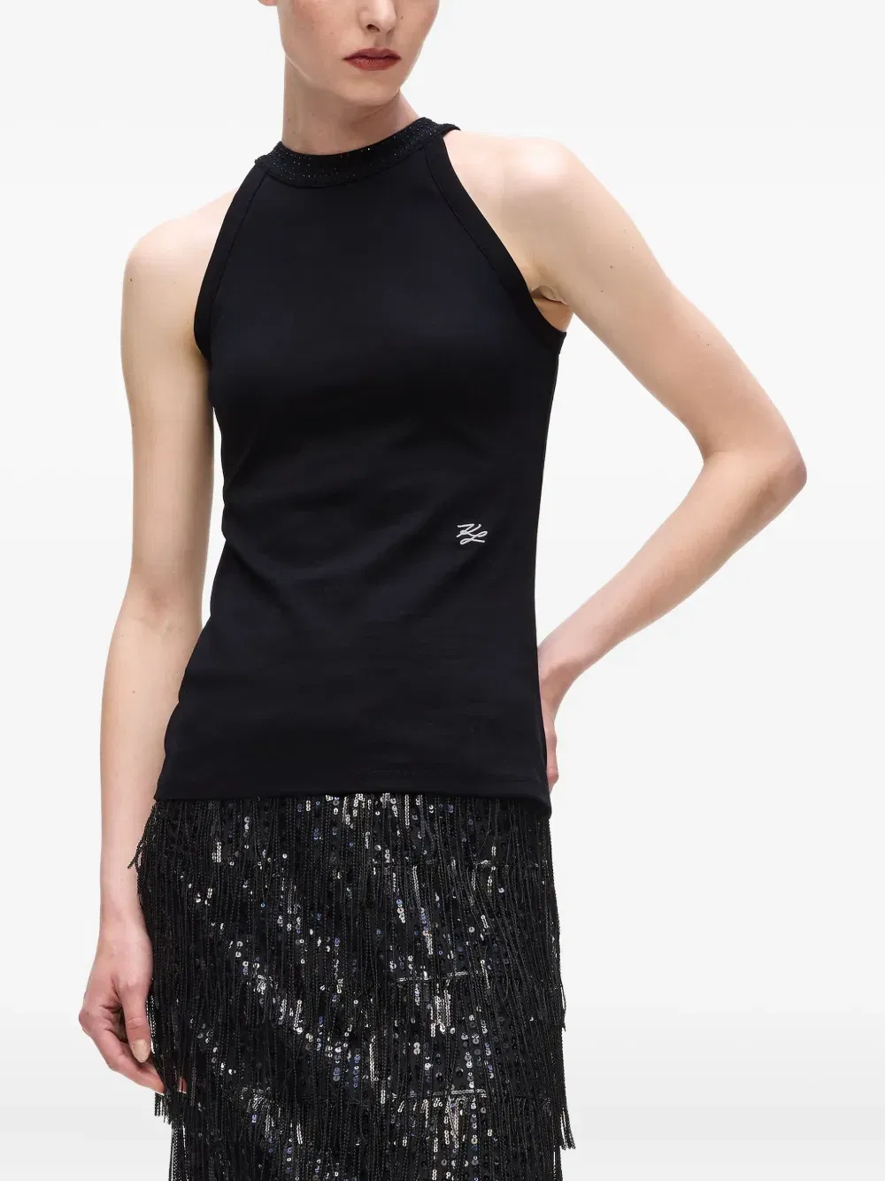 rhinestone halter-neck top