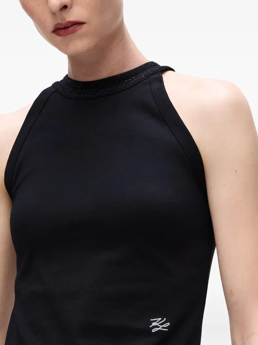rhinestone halter-neck top