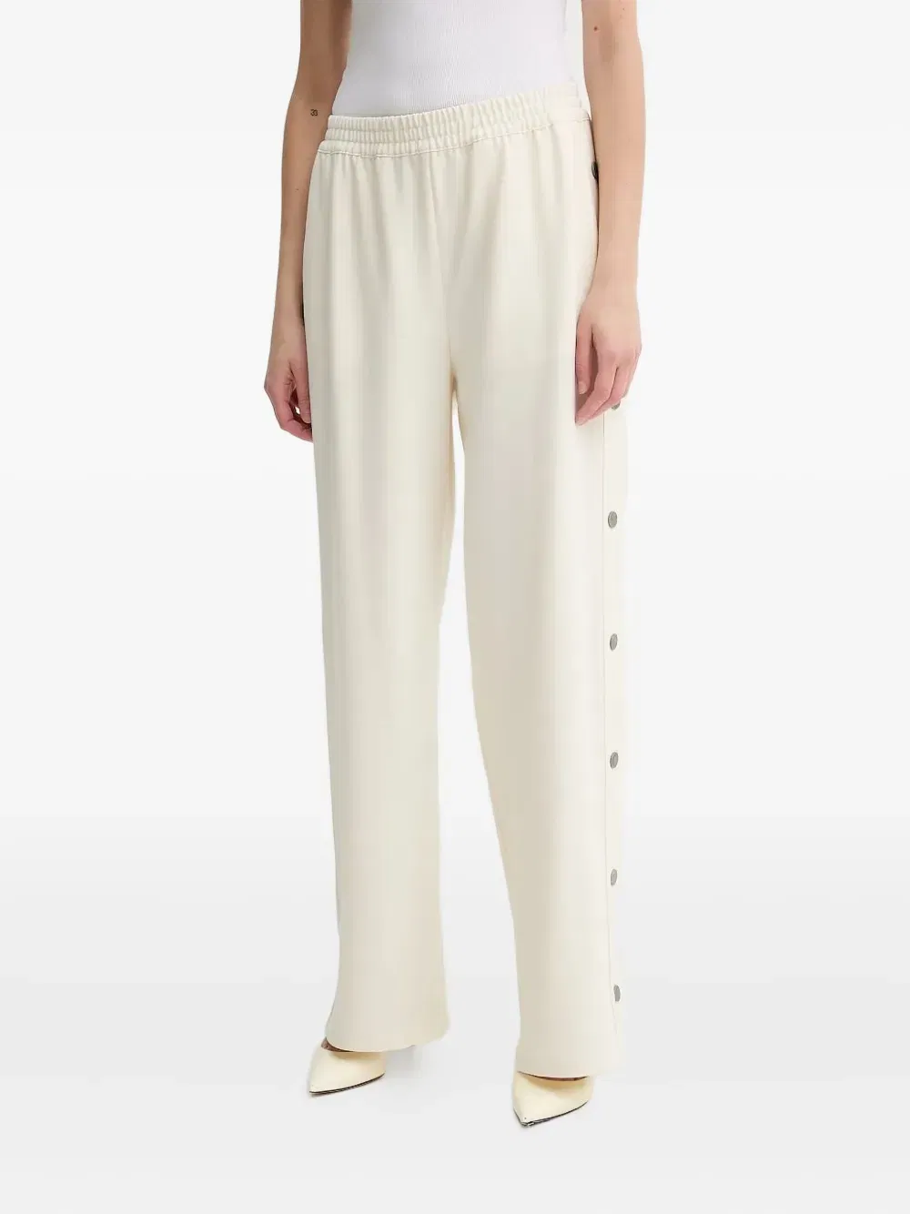 Josta elastic-waist button-detail track pants