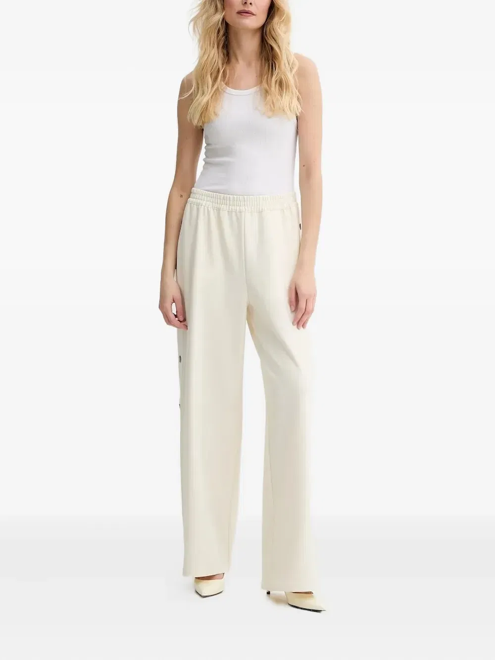 Josta elastic-waist button-detail track pants