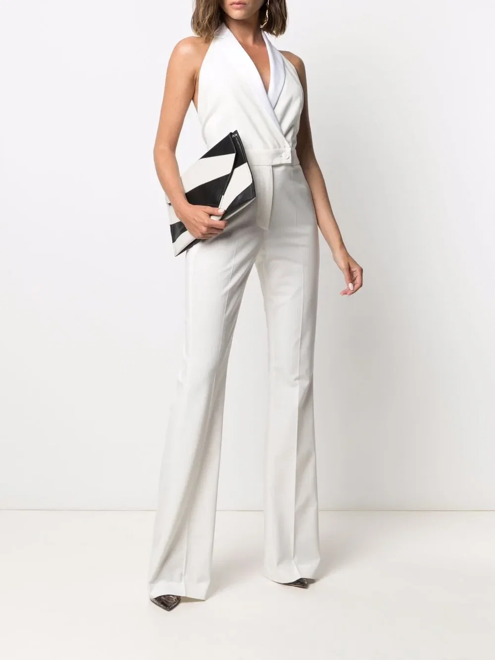 double-breasted sleeveless jumpsuit