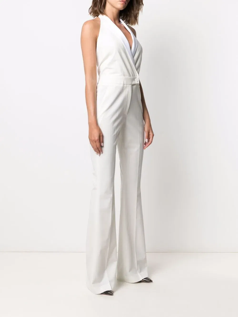 double-breasted sleeveless jumpsuit