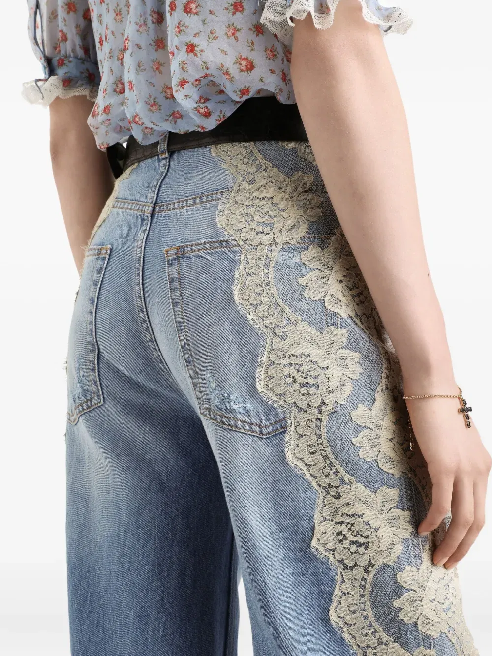 lace-panelled jeans