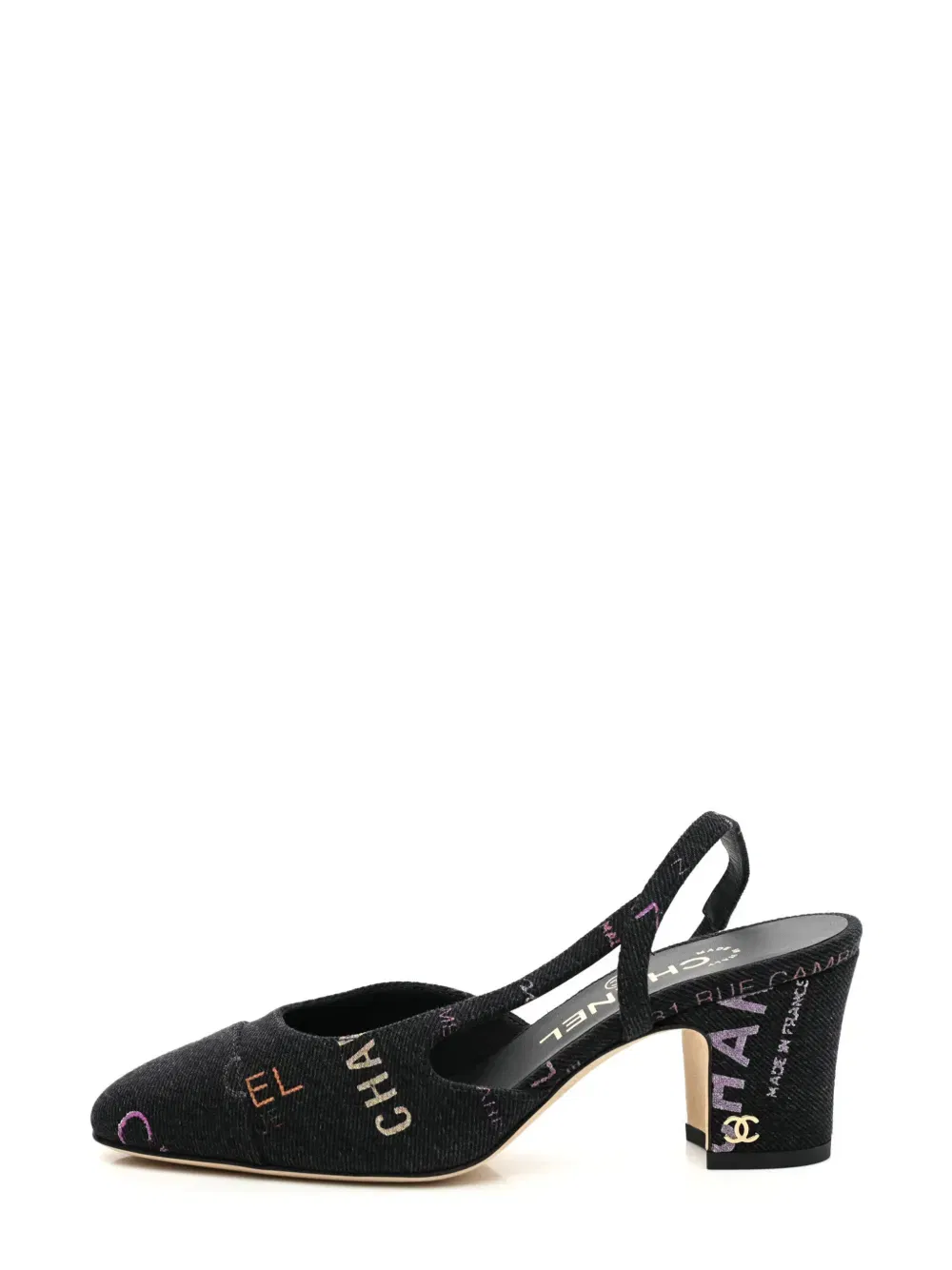 slingback denim pumps